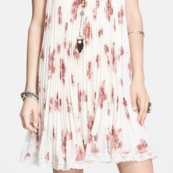 Free People Floral Pleated Mini Trapeze Dress - Picture 2 of 7